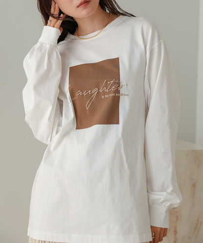 rubber print long t-shirt