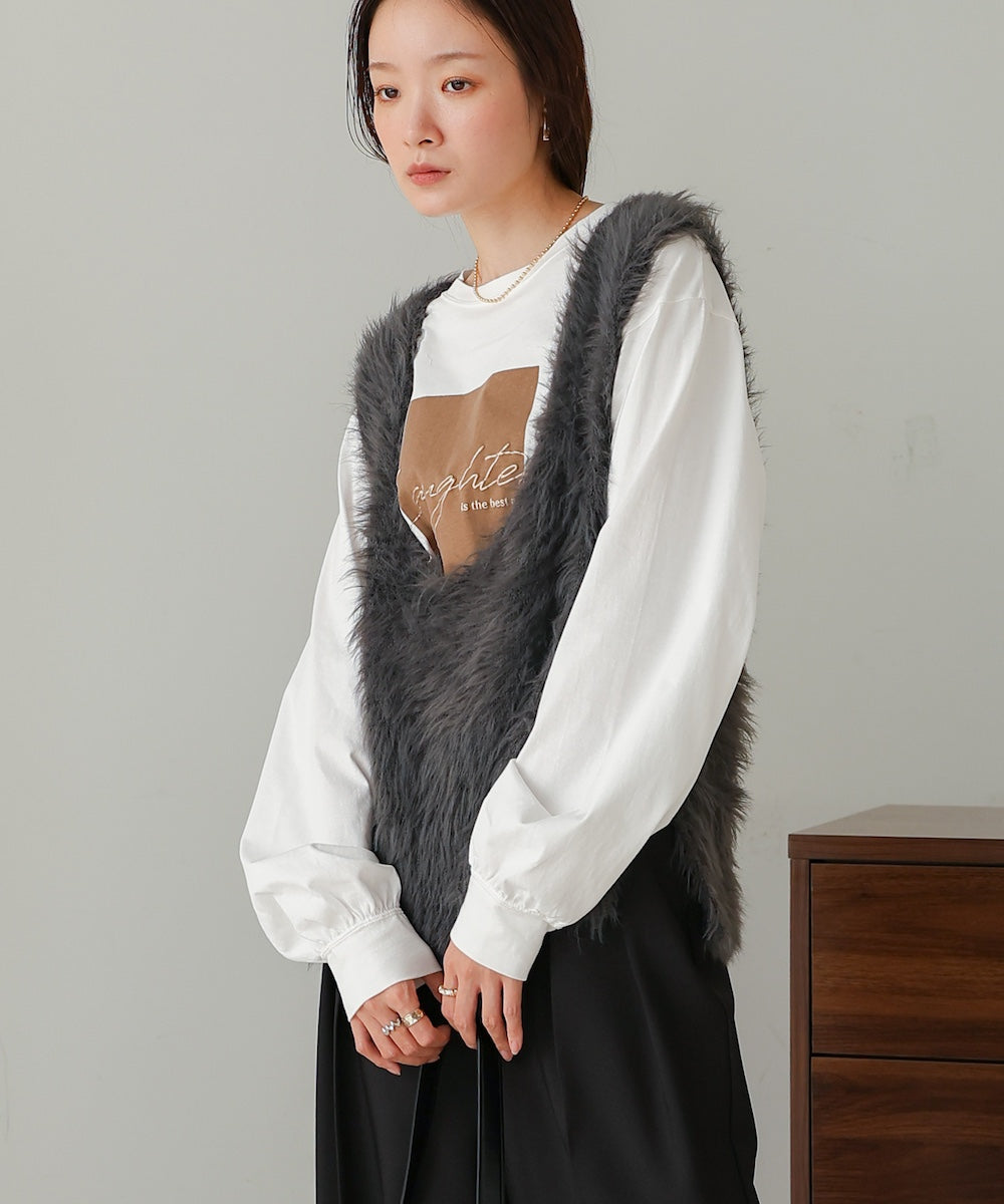 rubber print long t-shirt