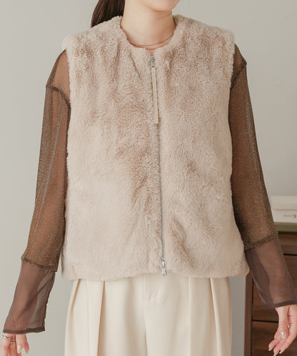 rabbit style eco fur vest