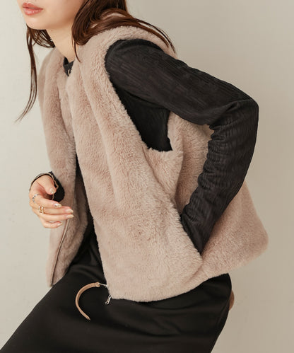 rabbit style eco fur vest