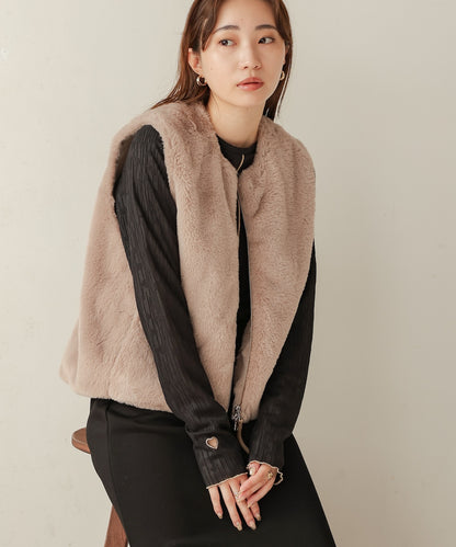 rabbit style eco fur vest