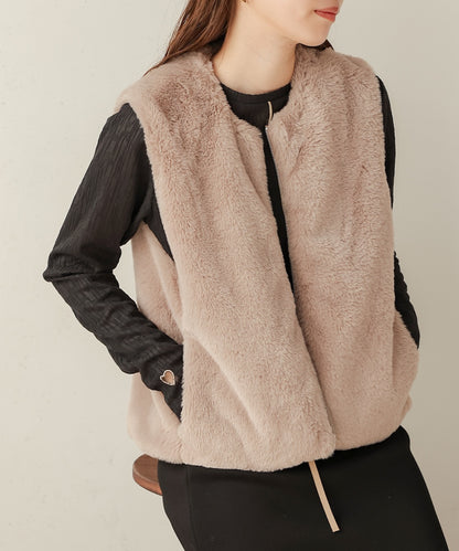 rabbit style eco fur vest