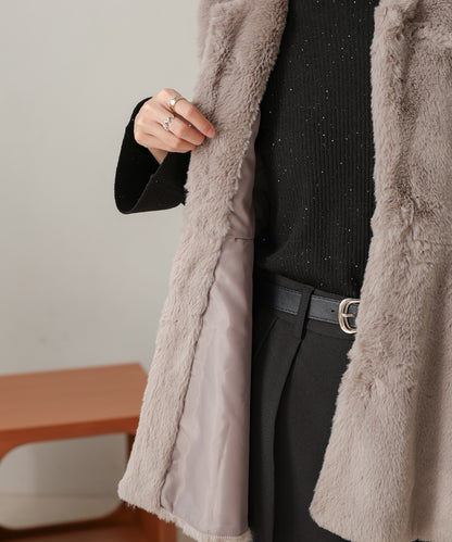 rabbit style peplum eco fur vest