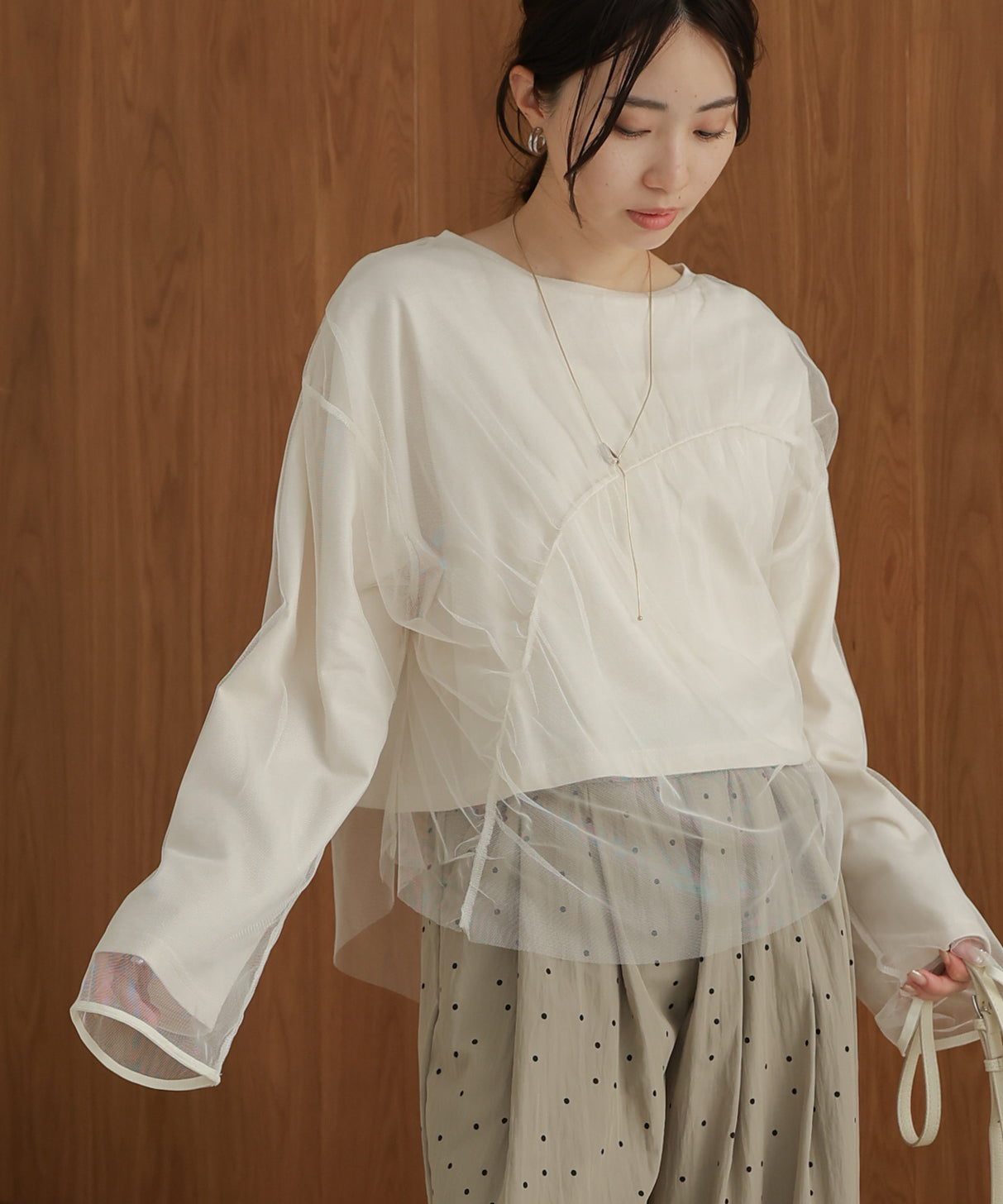 ［TIMESALE］tulle layered tops