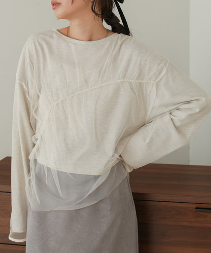 ［TIMESALE］tulle layered tops