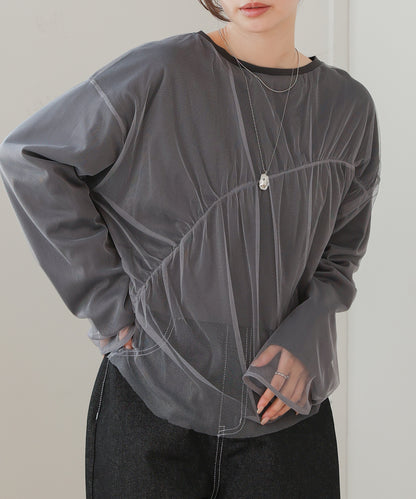 ［TIMESALE］tulle layered tops