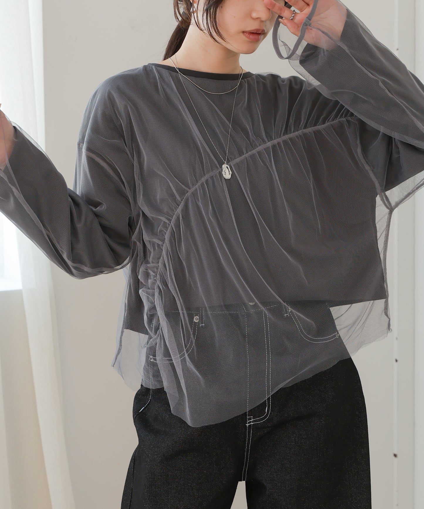 ［TIMESALE］tulle layered tops