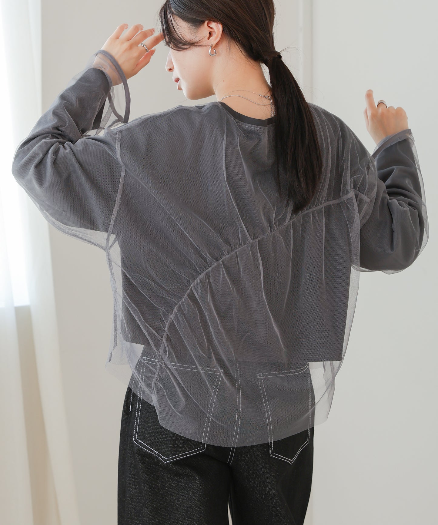 ［TIMESALE］tulle layered tops