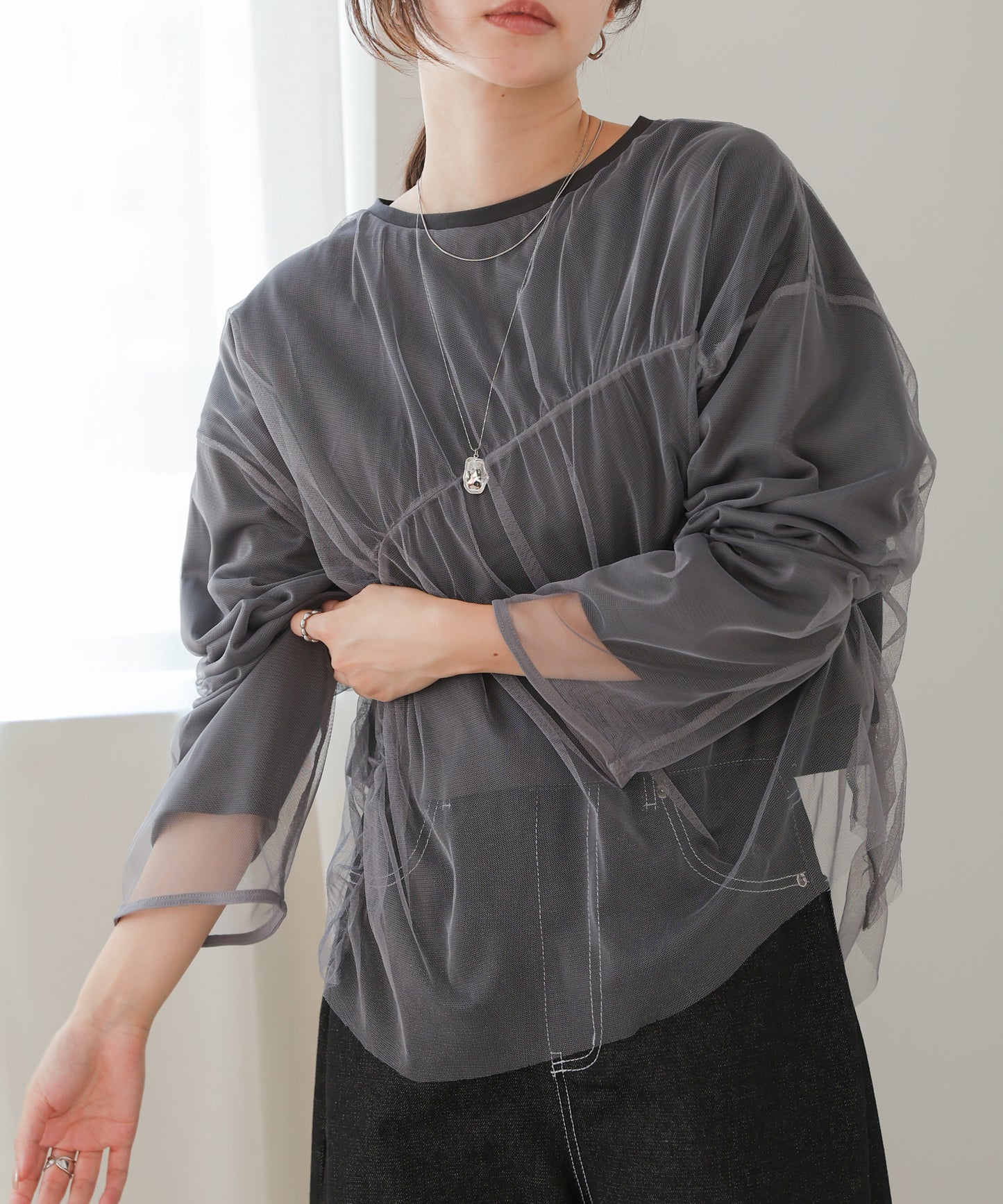 ［TIMESALE］tulle layered tops