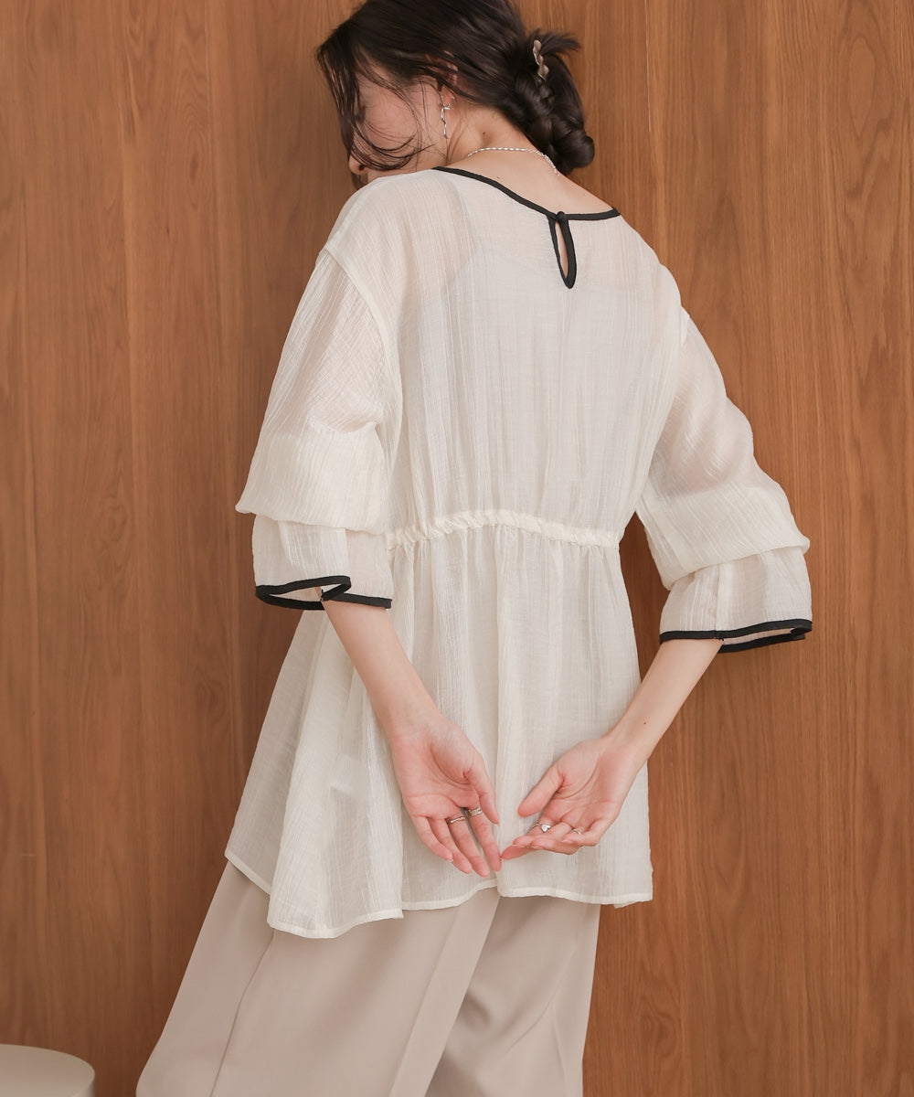 sleeve piping willow blouse