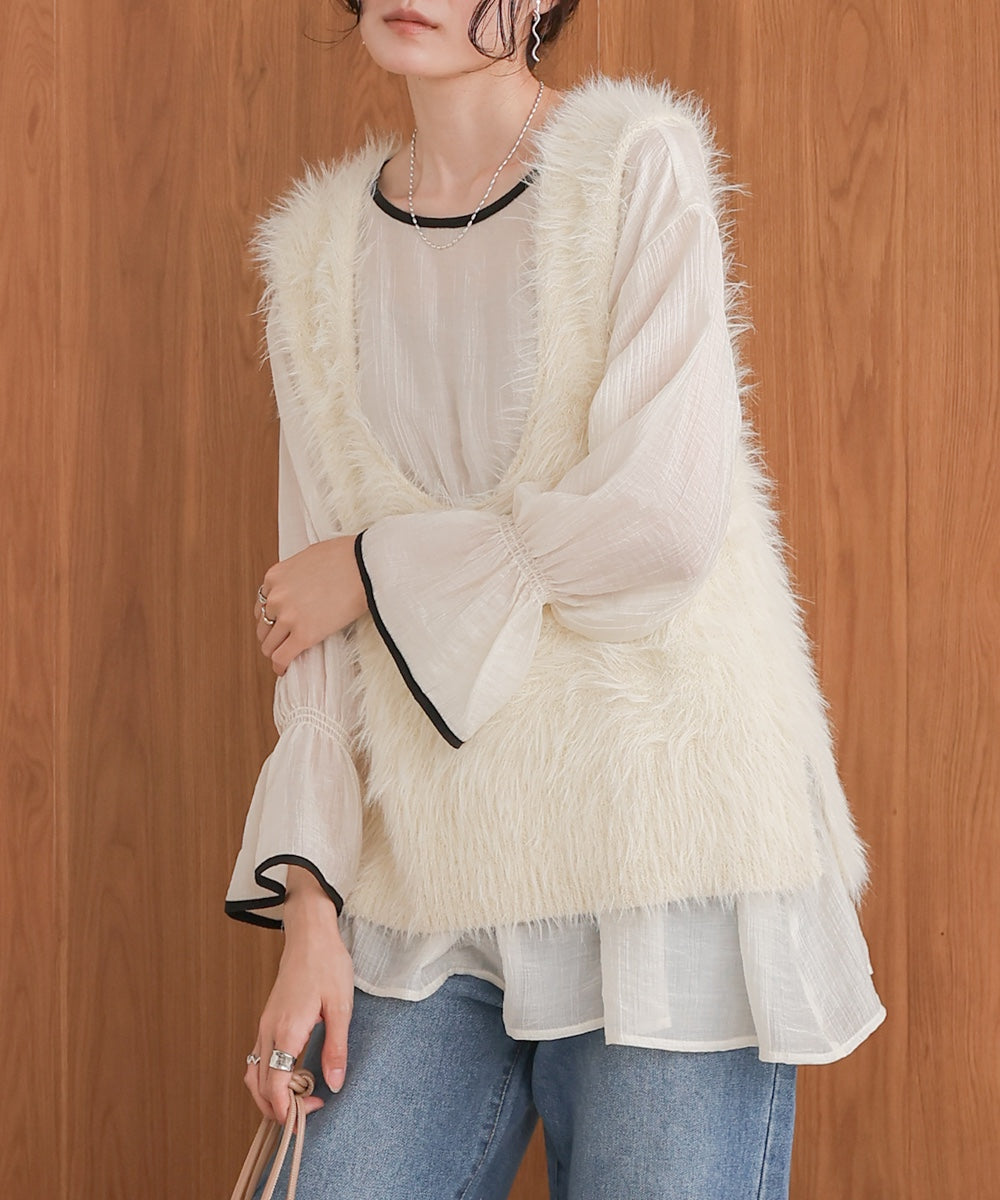 sleeve piping willow blouse