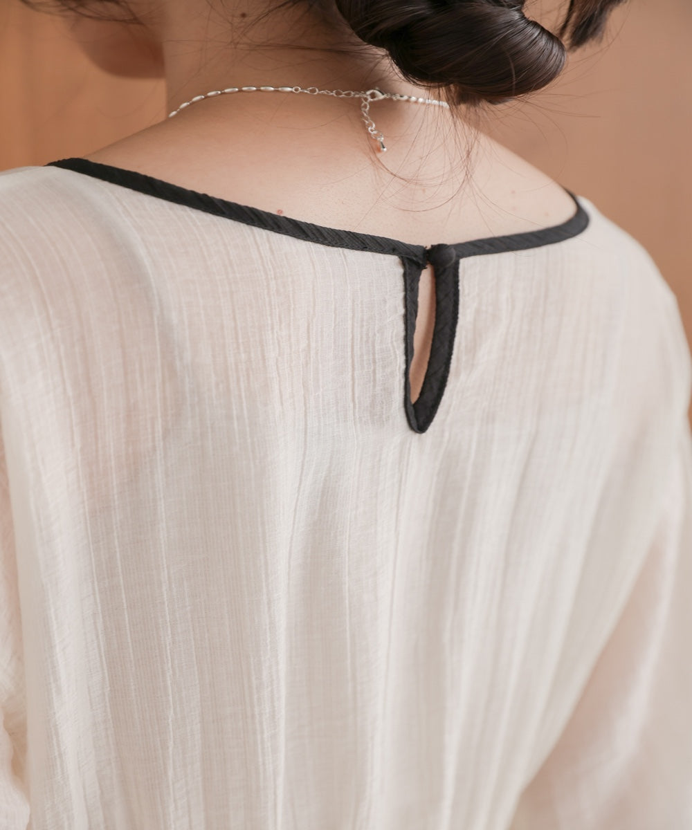 sleeve piping willow blouse