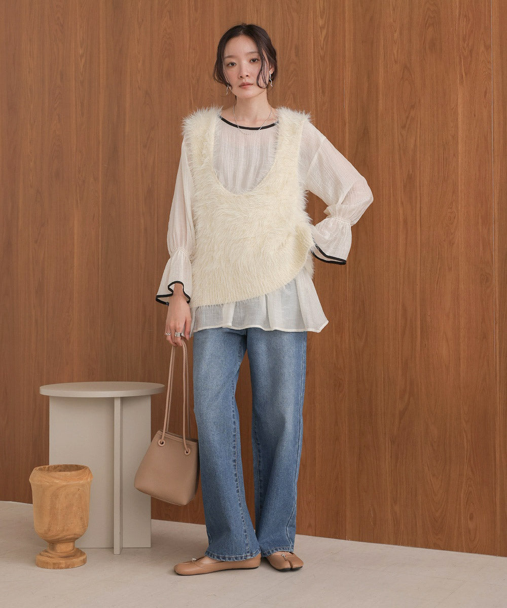 sleeve piping willow blouse