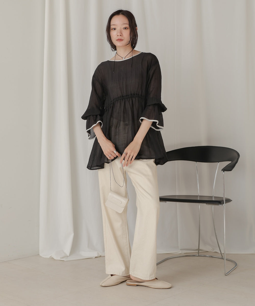 sleeve piping willow blouse