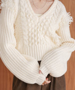 フリンジバルキーニットトップス