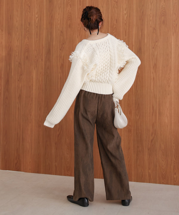 フリンジバルキーニットトップス