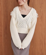 フリンジバルキーニットトップス