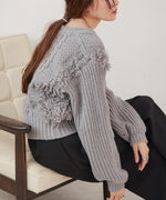 フリンジバルキーニットトップス