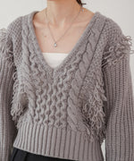 フリンジバルキーニットトップス