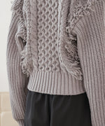 フリンジバルキーニットトップス