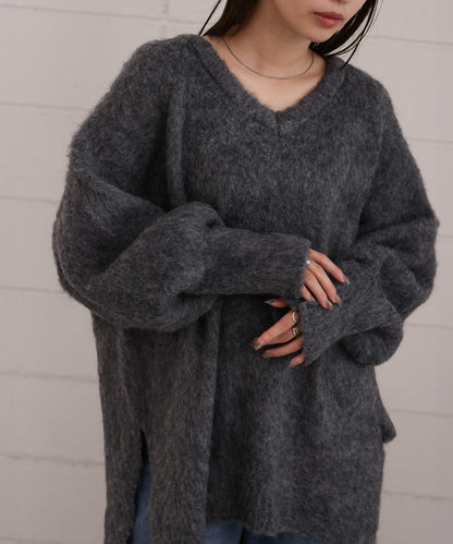 mohair touch knit 2-way pullover