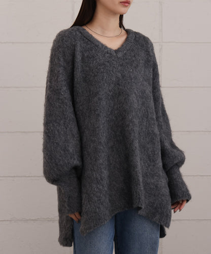 mohair touch knit 2-way pullover