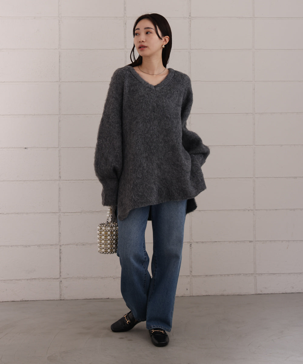 mohair touch knit 2-way pullover