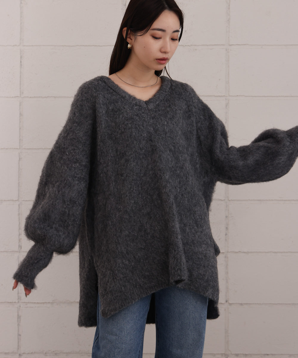 mohair touch knit 2-way pullover