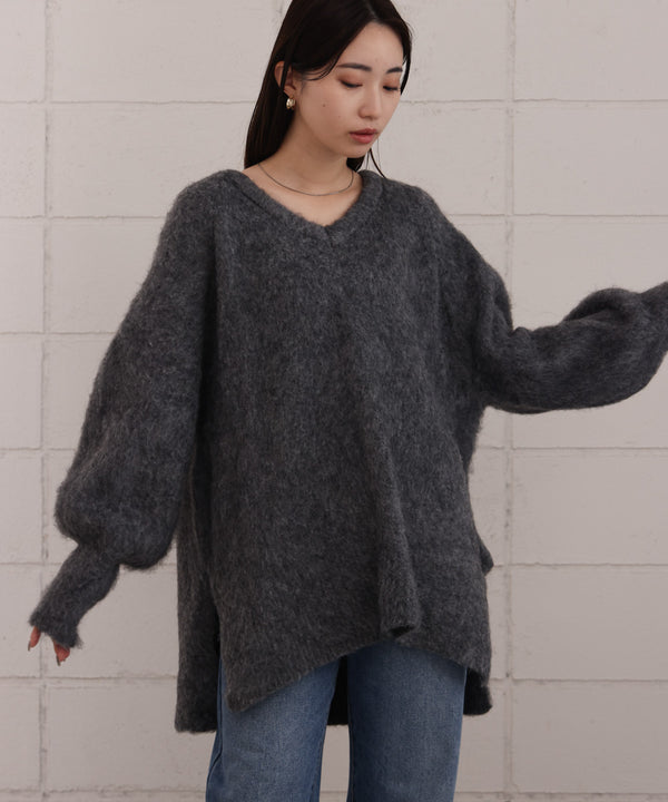 mohair touch knit 2-way pullover