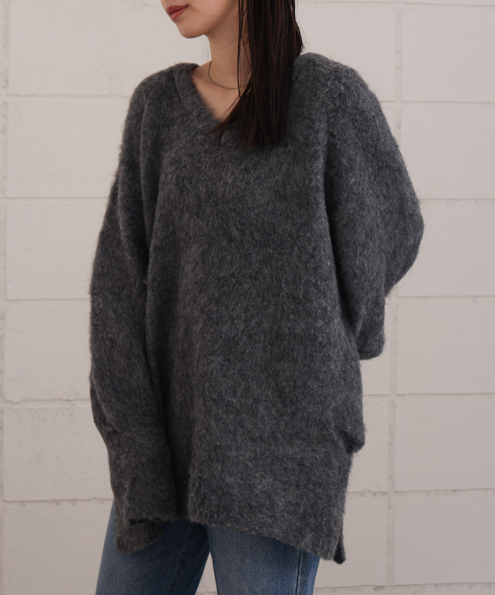 mohair touch knit 2-way pullover