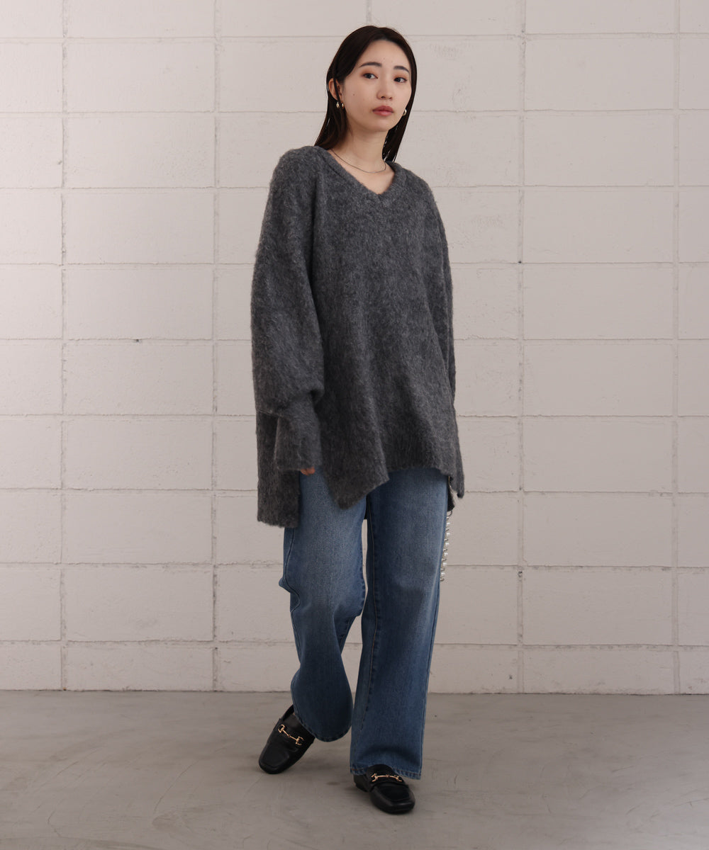 mohair touch knit 2-way pullover