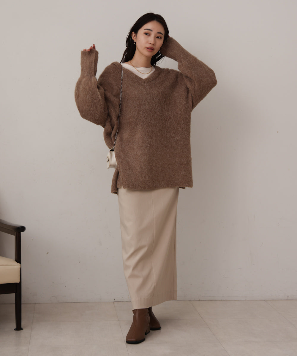 mohair touch knit 2-way pullover