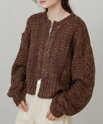 mohair touch cable zip knit