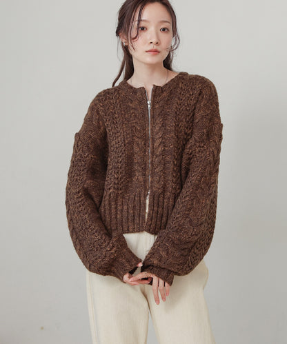 ［KNIT20％OFF］mohair touch cable zip knit