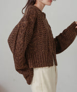 mohair touch cable zip knit
