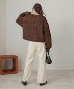 mohair touch cable zip knit