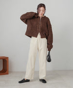 mohair touch cable zip knit