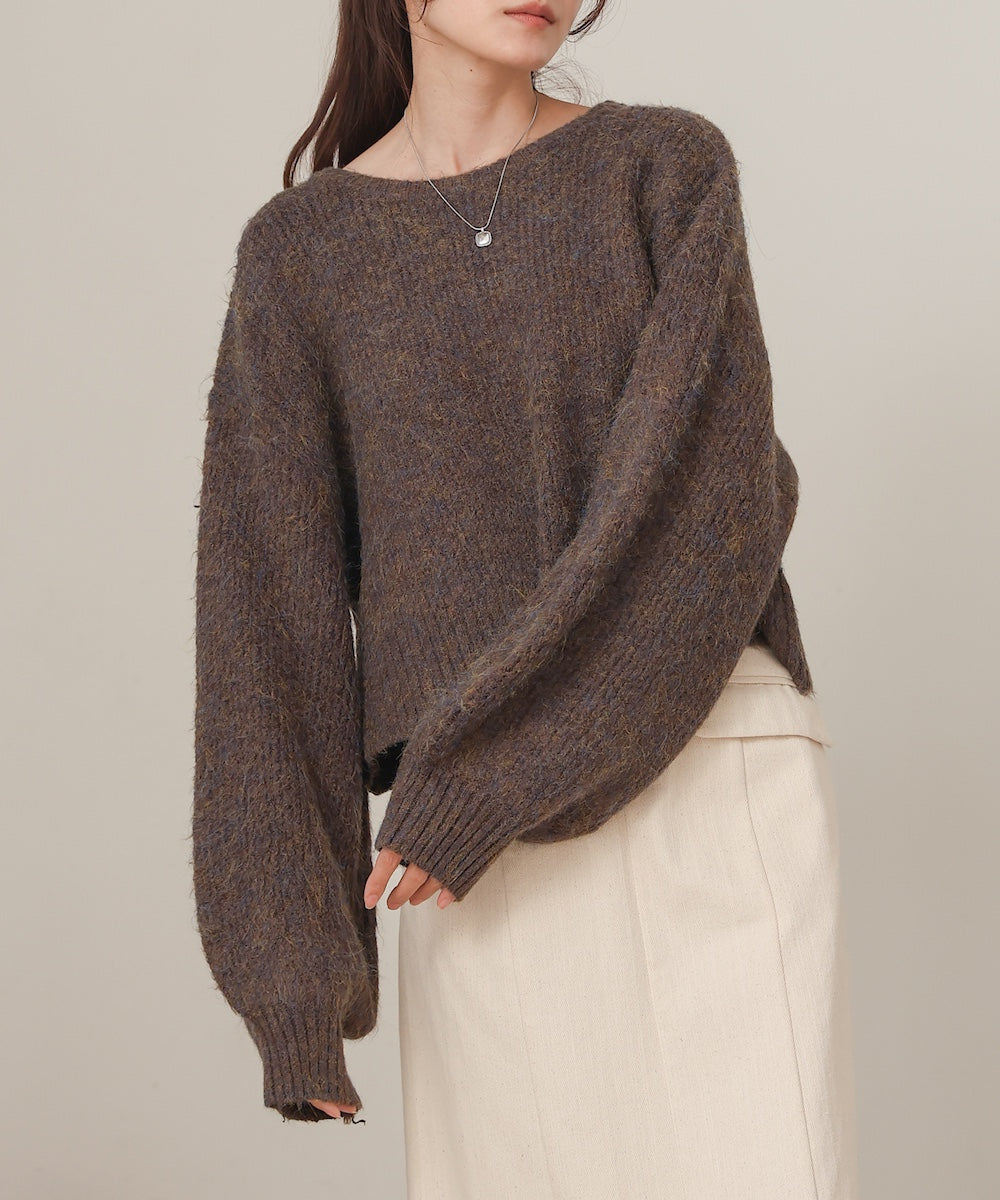 mixed shaggy pullover