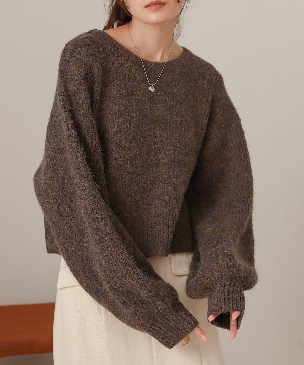 mixed shaggy pullover