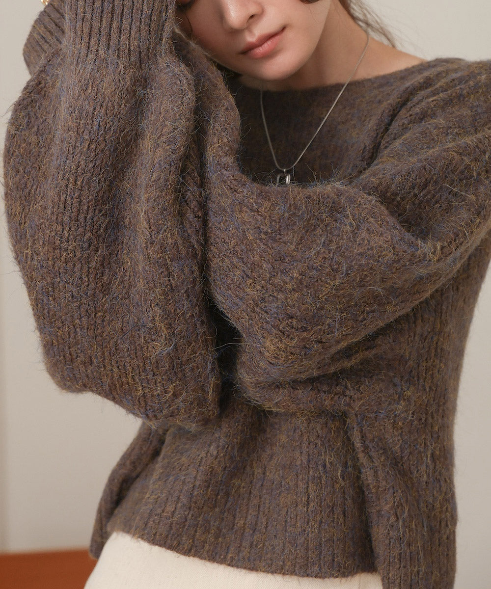 mixed shaggy pullover