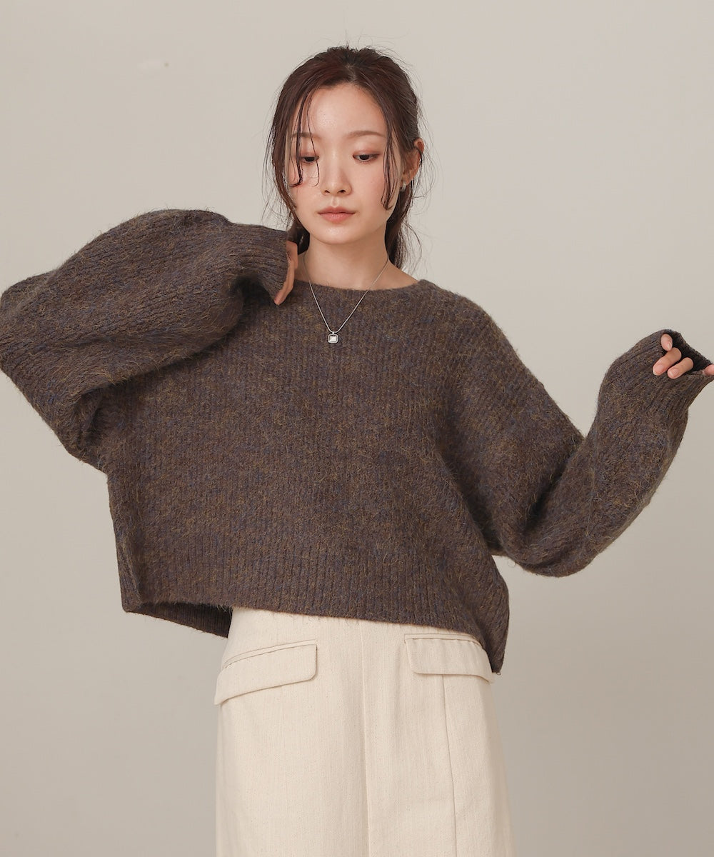 mixed shaggy pullover