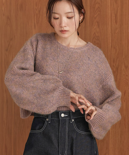 mixed shaggy pullover