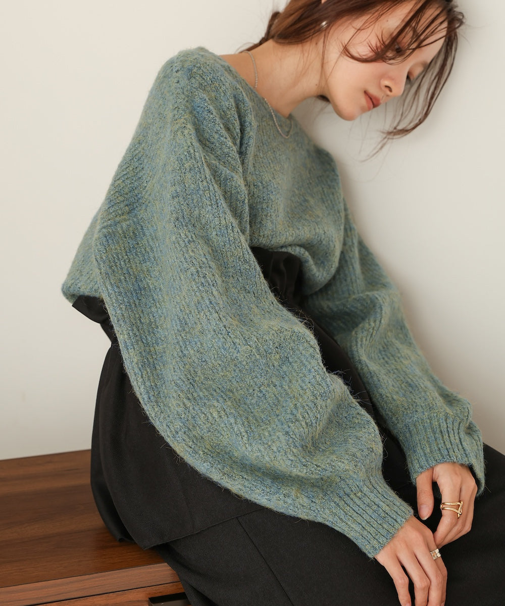 mixed shaggy pullover