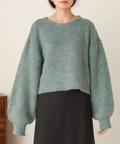 mixed shaggy pullover