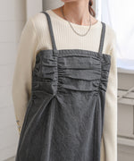 【S・Mサイズ展開】デニムギャザーキャミワンピース