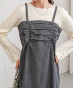 【S・Mサイズ展開】デニムギャザーキャミワンピース