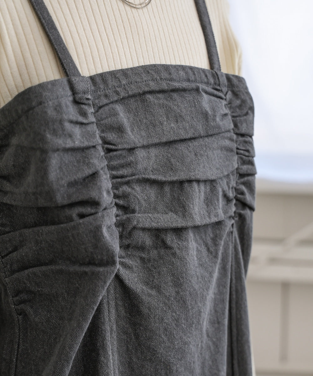 【S・Mサイズ展開】デニムギャザーキャミワンピース