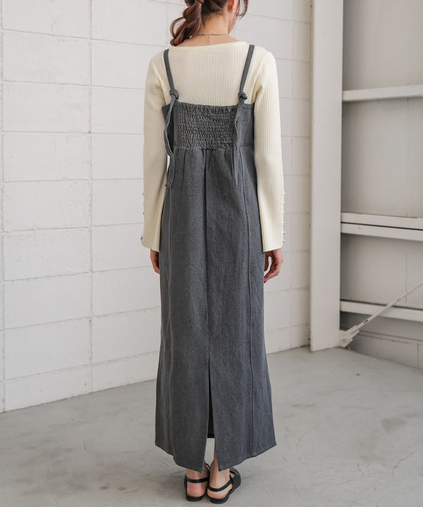 【S・Mサイズ展開】デニムギャザーキャミワンピース