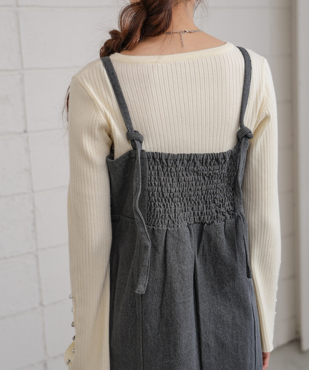 【S・Mサイズ展開】デニムギャザーキャミワンピース