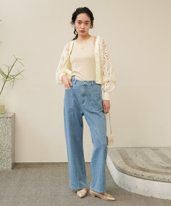 テープジャガードレースカーディガン